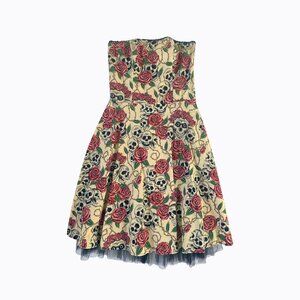 Folter Forever Yours Skull Tattoo Rose Dress S Tulle Rockabilly Pin-Up Alt Goth